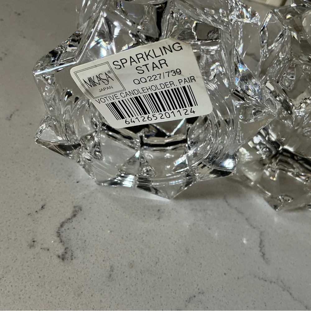 Vintage Mikasa sparkling star candle votives set of 2 lead crystal